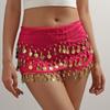 1pc Belly Dance Hip Scarf Chiffon Skirt Wrap Professional Hip Scarf Skirt Costume with Coins for Yoga Belly Dancing Beginners