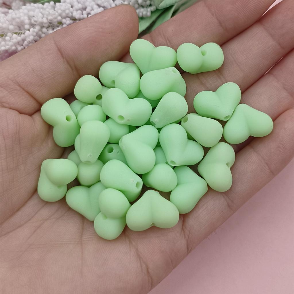 Creative Mobile Phone Chain 9 Color Making Materials Solid Color DIY Jewelry Accessories Creative Fashion Rubber 30Pcs 15x11mm Beads Heart