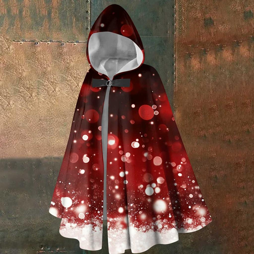 Christmas Print - Unisex Retro Vertical Cape Long Hooded Cape
