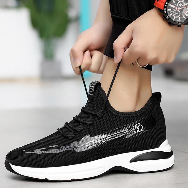 Summer Breathable Mesh Elevator Shoes for Men 10cm Invisible Height Increase White Men's Sneakers Outdoors Casual Canvas Shoes