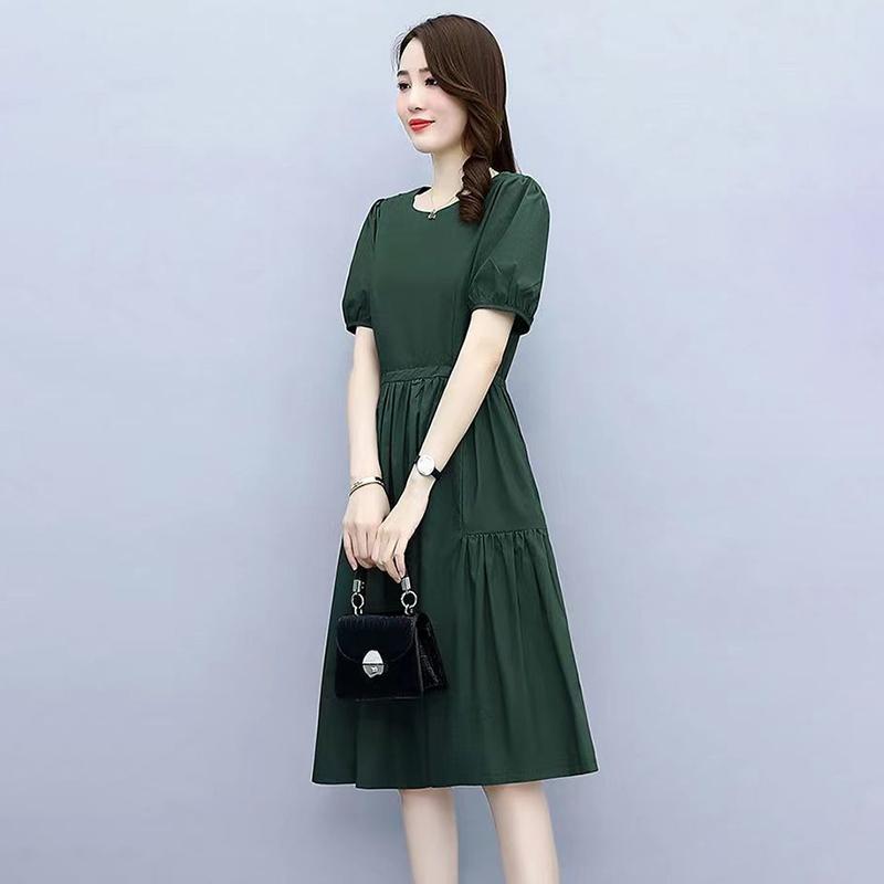 Женское платье Корейская версия плиссированного платья для женщин, свободного покроя и с приталенной талией, с короткими рукавами