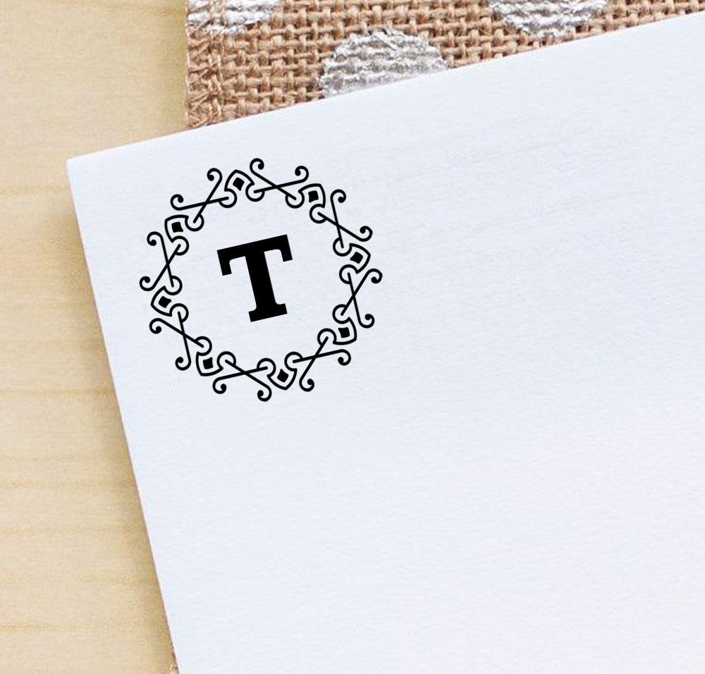Printtoo Alphabet T Monogram Octagon Celtic Swirl Frame Self Inking Rubber Stamp Office