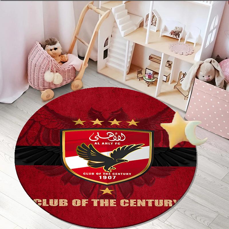 1PC round rug Ahly Football club Printed Round Area Rug ,Rug For Home Office, Round Chair Rug, Decorative Carpet Fan gifts Christmas gift