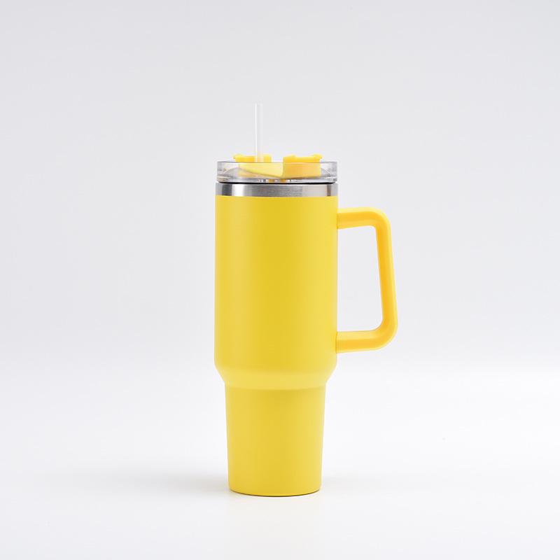 Кружка для путешествий из нержавеющей стали 40 унций с ручкой и соломинкой - Изолированная для горячих и холодных напитков, Настраиваемая