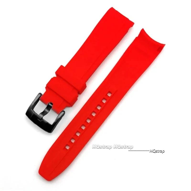 Изогнутый силиконовый ремешок из каучука для браслета часов Citizen для Swatch Мягкий водонепроницаемый ремешок для Rolex 20 мм 22 мм Браслет