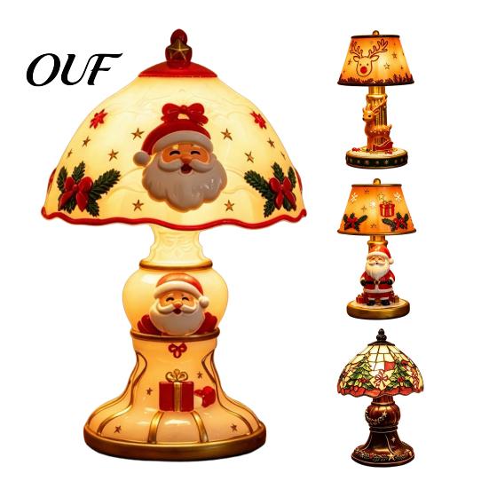 Office Desk Decorations Christmas Lighted Table Lamp, Santa Claus Reindeer Festive Home Decor Desktop Ornament for Living Room Bedroom Indoor Holiday
