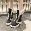 Autumn and Winter Footwear Snow Boots Women Retro Thick Soled Plus Velvet Warm Long Tube.