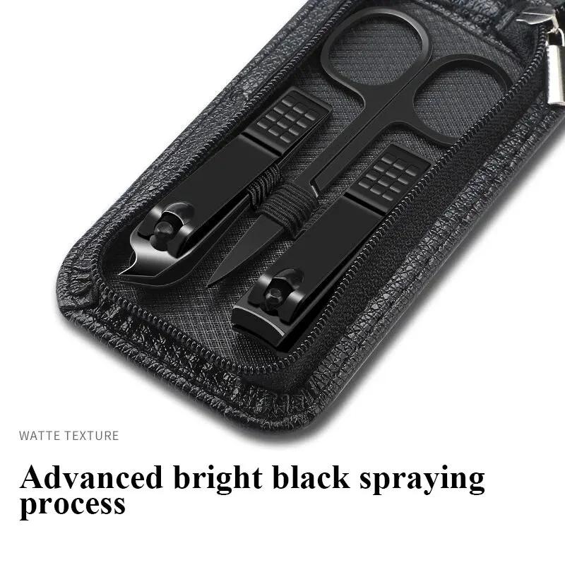 6 шт. портативных маникюрных наборов, наборы для педикюра, яркие черные кусачки для ногтей, набор инструментов для личной гигиены, ножницы для бровей