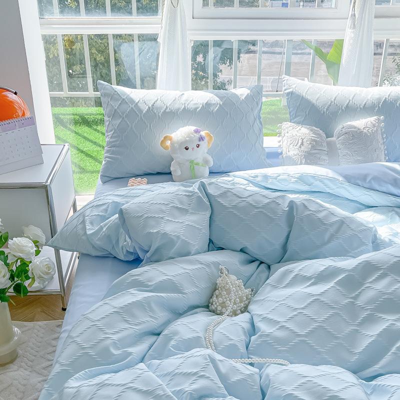 Покрывало из жаккардового стеганого одеяла с ромбовидной сеткой, комплект из четырех предметов, постельное белье, однотонная односпальная простыня, комплект из трех предметов