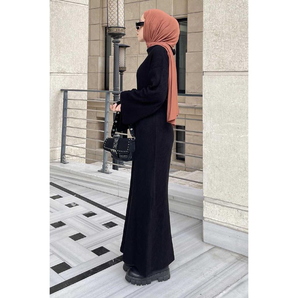 10numberamoda Женское длинное вязаное платье с рукавами «летучая мышь» бордово-красное