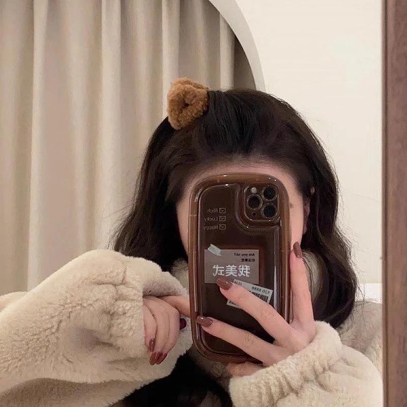 2Pcs Plush Cat Ears Shape Hair Clips Women Sweet Cute Beige Duck Beak Clip Hairpin Fashion Girls Headwear Hair Accessories