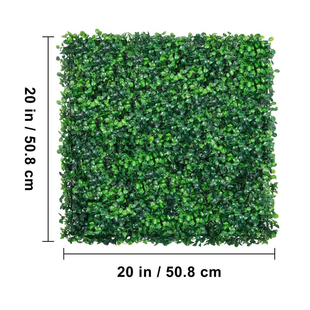 Artificial Boxwood Panel UV 24pcs Boxwood Hedge Wall Panels Artificial Grass Backdrop Wall 20" X 20" 4 cm Green Grass Wall Fake Hedge for Decor