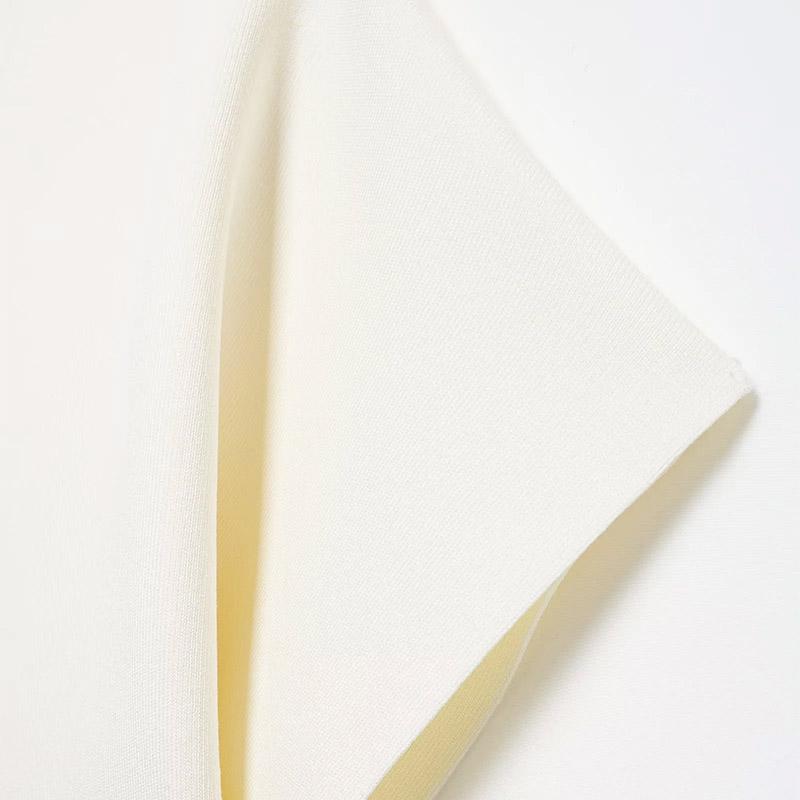 Повседневный однотонный трикотажный топ для женщин с коротким рукавом и V-образным вырезом на двух пуговицах, тонкий элегантный жилет для лета и осени для женщин, белый универсальный трикотаж