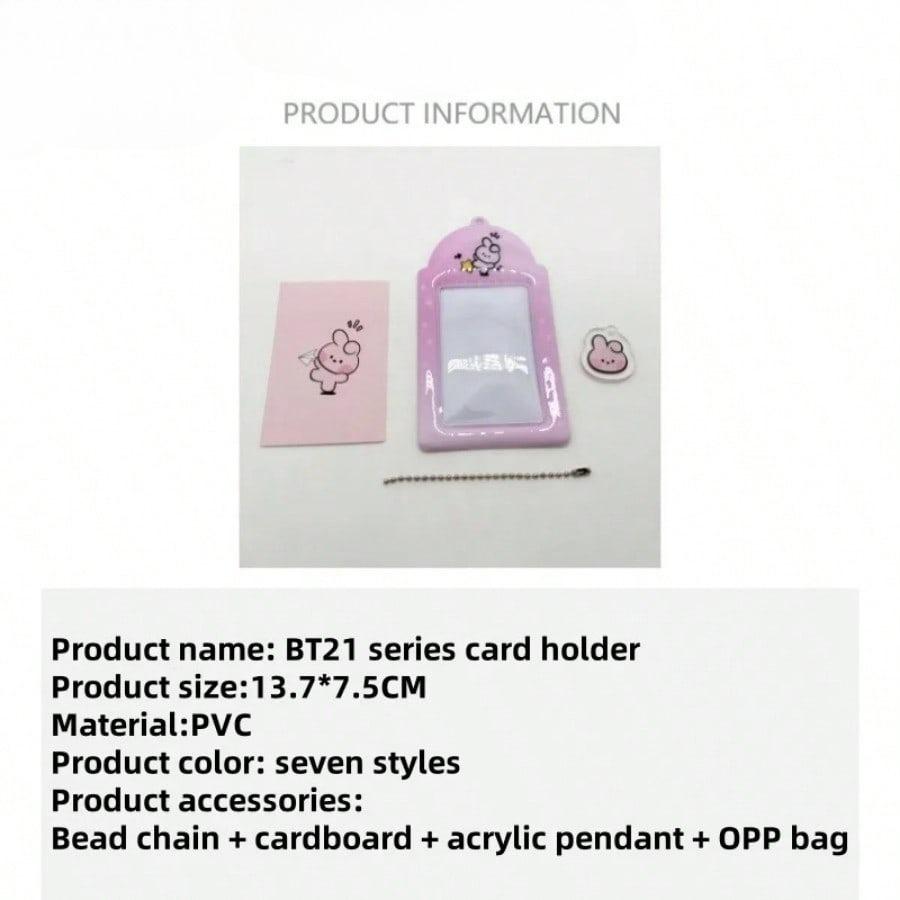Высококачественные держатели для карт LINE FRIENDS BT21 Kpop Популярные аниме и мультфильмы Держатели для карт из ПВХ Фотокарточки айдолов Транспортные карты Карты для еды Брелоки