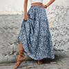 Women's Summer Floral Three-layer Splicing Long A-line Half-body Skirt