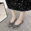 Pointed Flat-soled Single Shoes Light Luxury Sequins Super Flash Casual Versatile Soft Sole Shallow Mouth Large Size Women's Shoes