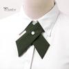 Women Shirt Tie Solid Color Design Easy Buckle Fastening Criss-Cross Design Neck Tie Graduation Work Uniforms Student Tie