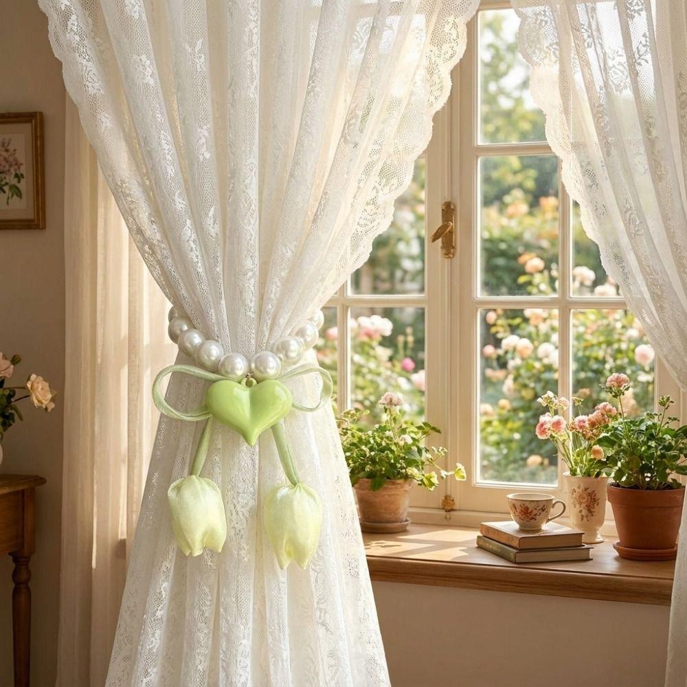 Adjustable Flowers Curtain Straps Decorative Heart Curtain Binding  Living Room