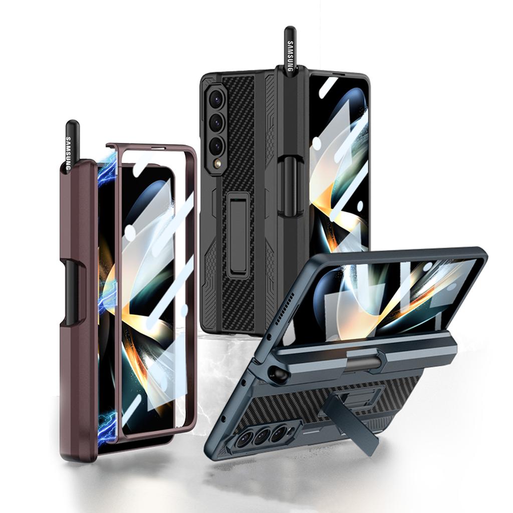 Anti -Falling Full Protection Glass Film Case For Samsung Galaxy Z Fold 4 5g Fold4 Fold3 Fold 3 Zfold4 Kickstand Cover Coque