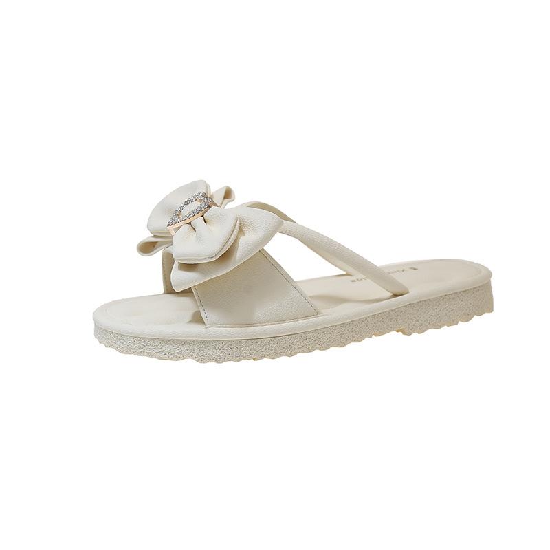 2025 new Internet celebrity explosion stepping on shit feeling slippers female cool slippers female summer wear fairy wind bow