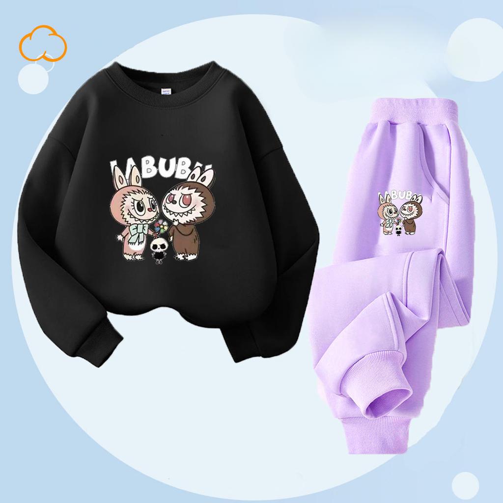 Весенне-осенний детский модный комплект с принтом букета: леггинсы и топ с круглым вырезом для девочек