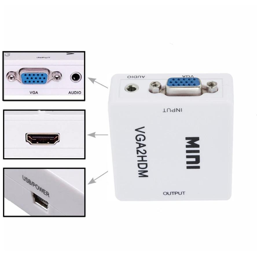 Конвертер HDMI в VGA 1080P со звуком Конвертер VGA в HDMI Адаптер HDMI для проектора DTV ТВ HDVD Ноутбука