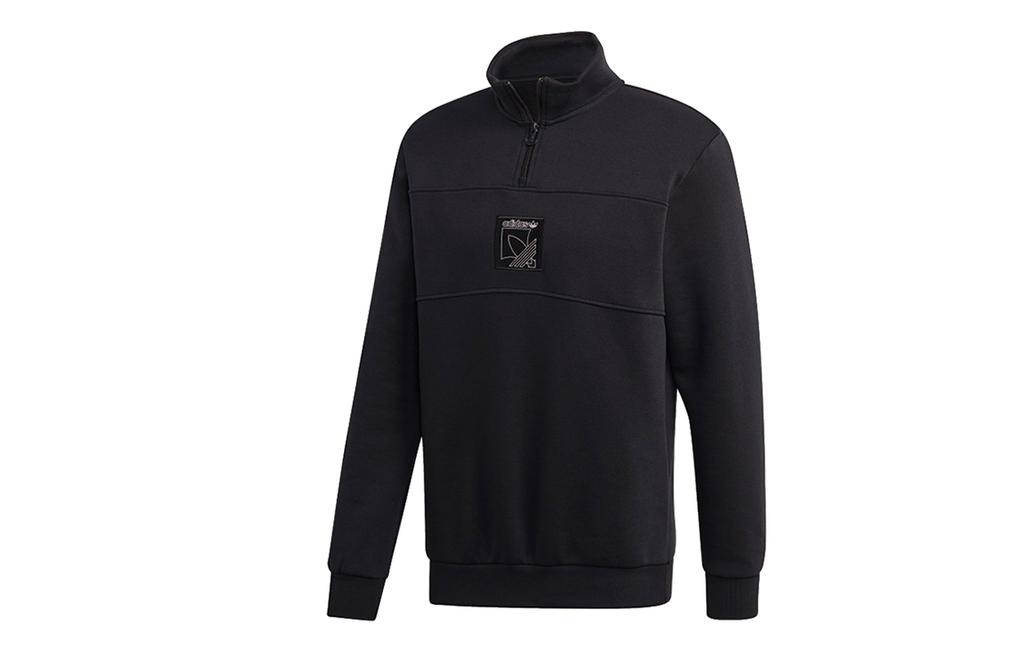 Adidas Originals Sprt Icon Qztt Sweatshirts Men's Black Stand Collar Thickened Regular GD5821