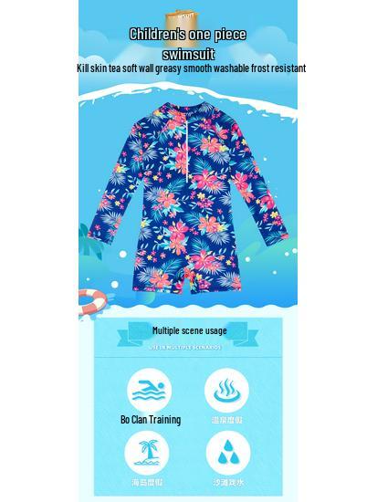 Детский слитный купальник с длинным рукавом и единорогом для девочек.