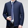 Spring and Autumn New Business Casual Men's Stand Collar Jacket Middle-aged Loose Dad's Large Size Jacket Thin Top