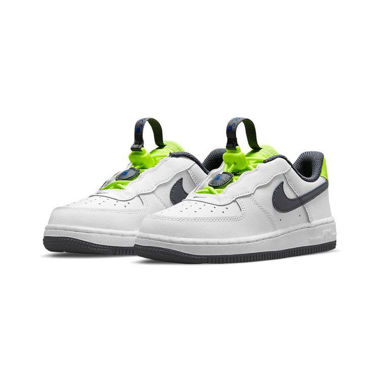 Nike Force 1 Toggle PS Белые детские кроссовки Volt Game-Royal Iron-Grey CU5287-101
