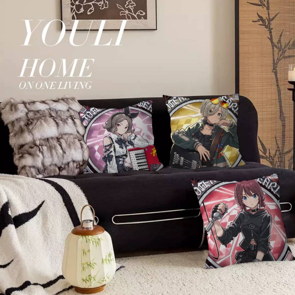 Anime Girls Band Cry Cushion Cover Car Throw Pillow Case For Sofa Car Christmas Gift xcm xcm