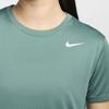 Nike Dri-FIT Однотонная футболка с круглым вырезом, повседневная, удобная, быстросохнущая, пуловер, с коротким рукавом, женский топ, прибрежно-синий DX0688-361