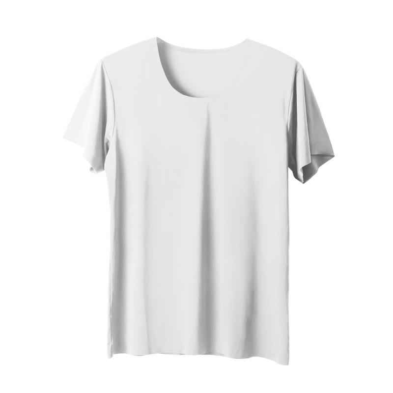 Мужская летняя бесшовная белая футболка с короткими рукавами из шелка Ice Silk