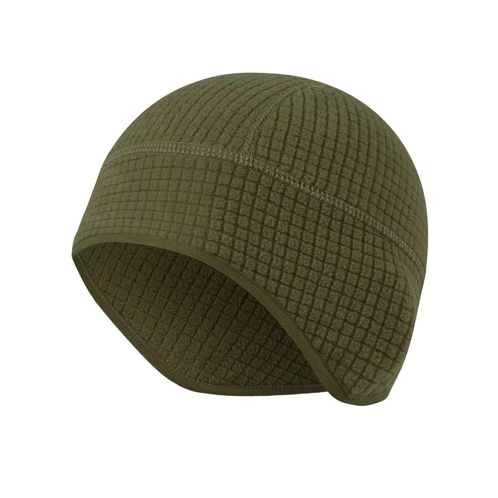 Autumn Winter Beanie cap Grid Fleece Thermal Skull Cap Outdoor Cycling Earflap