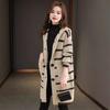 Женское вязаное пальто с капюшоном, длинным рукавом, полосатым принтом, свитер, пальто с карманами, свободный