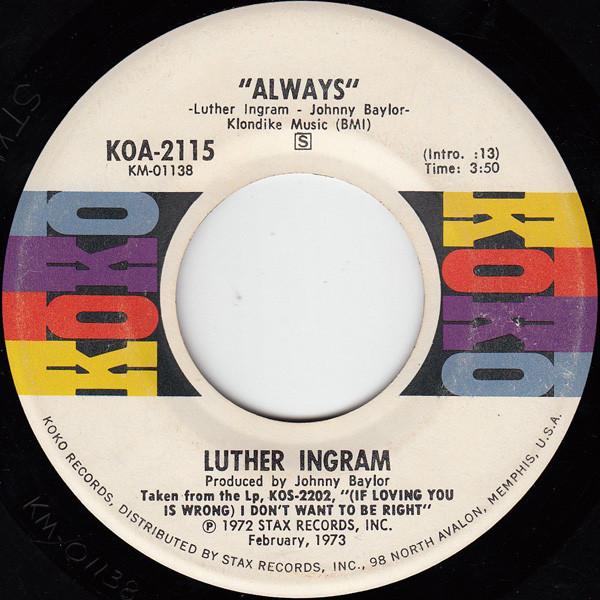 7-дюймовая пластинка LUTHER INGRAM Always KOA2115 KoKo 1973 US SoulFunk Б/у