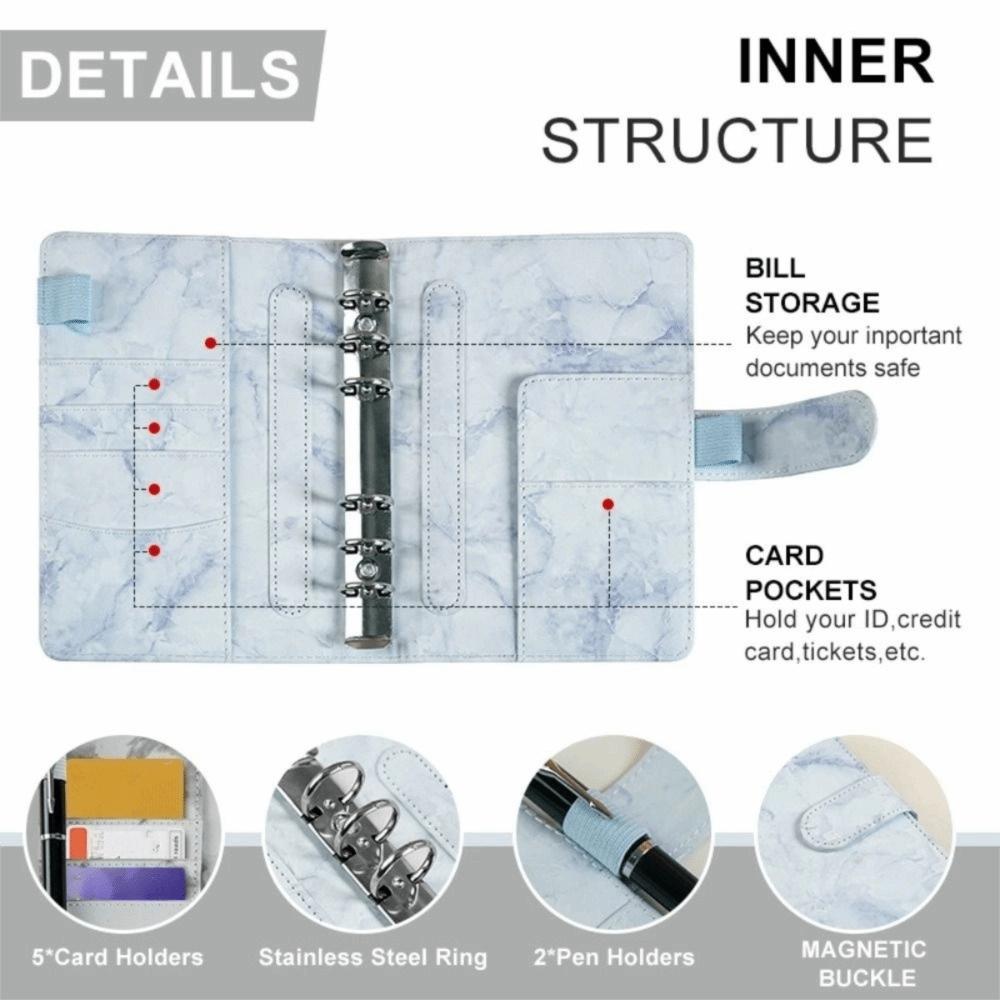 PU Money Saving Binder Marbling Cash Budget Book Loose-leaf Binder Money Planner  for Students