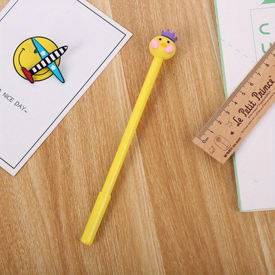 Back To School Season 10pcs 0.5mm Creative Cartoon Silicone Head Duck Gel Pen Fresh Office Signature Pen Cute Learning Stationery Water-based Pen