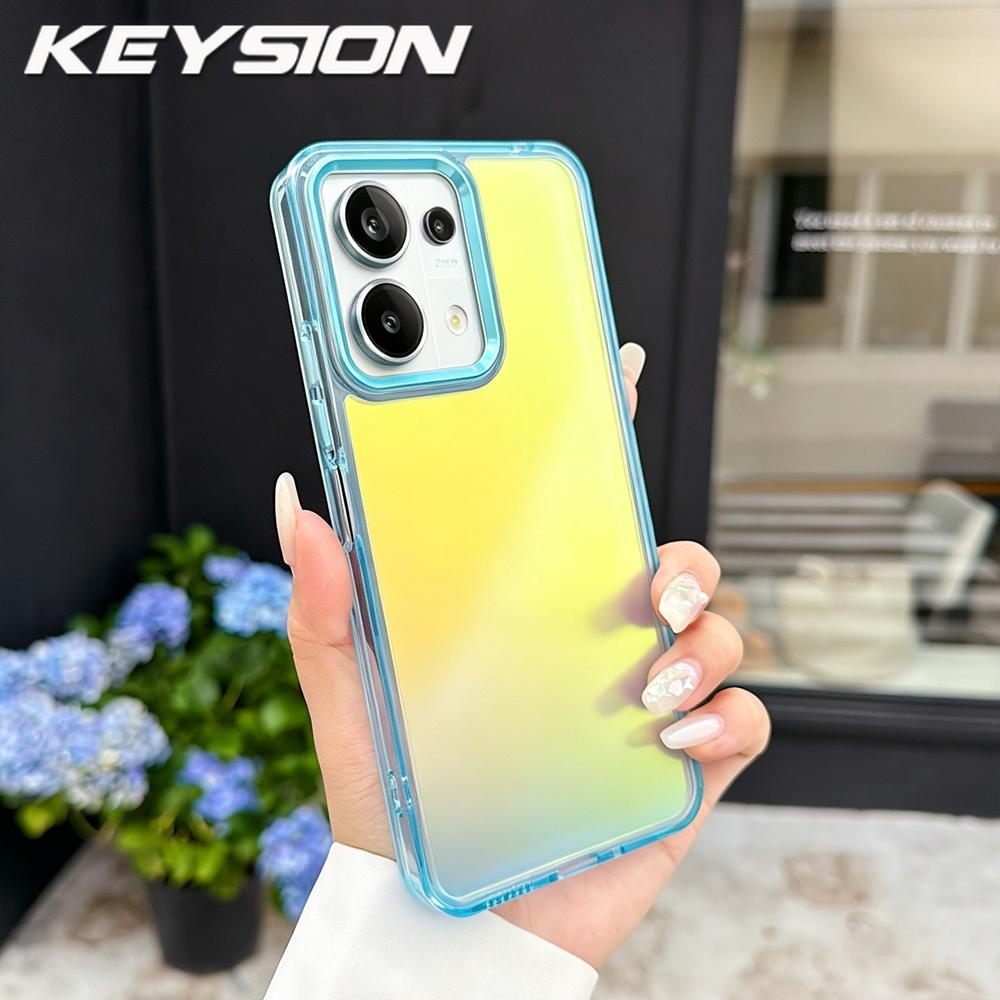 KEYSION Модный цветной градиентный чехол с лазерным эффектом для Xiaomi POCO M6 Pro, ударопрочная задняя крышка из мягкого ТПУ+ПК для POCO X6