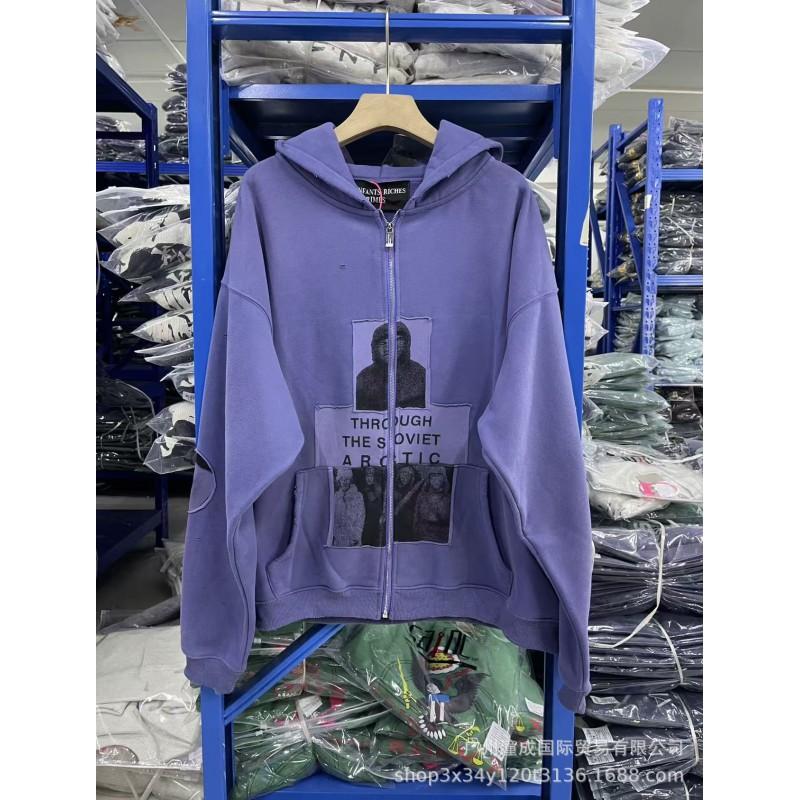 Unisex Distressed Washed Cotton Hoodie With Graphic Print Loose Fit Streetwear Sweatshirt Men Women
