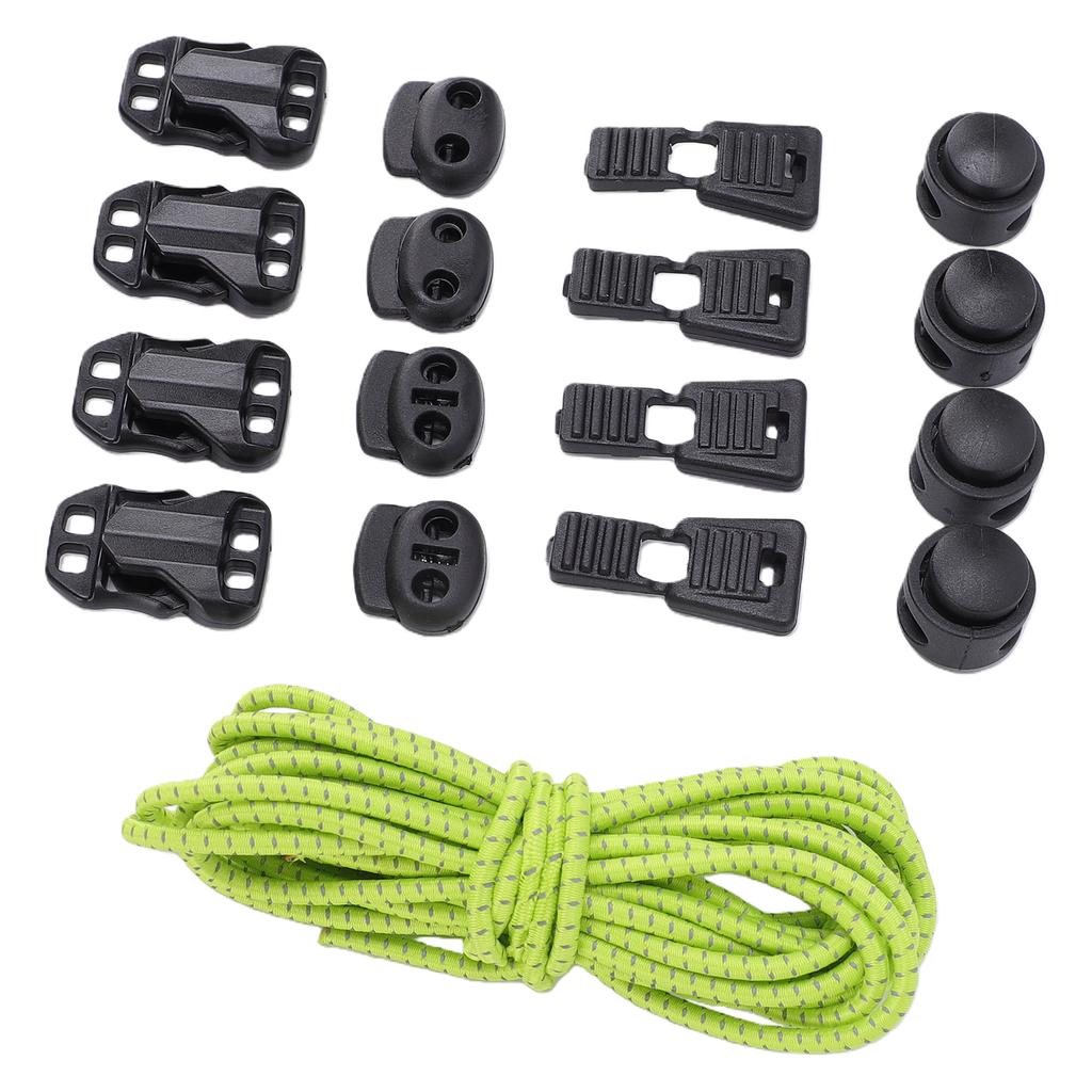 DIY Elastic Cord Heavy Stretch Round Strings Plastic Cord Locks for Shoelaces Drawstrings Paracord Green 3.2m