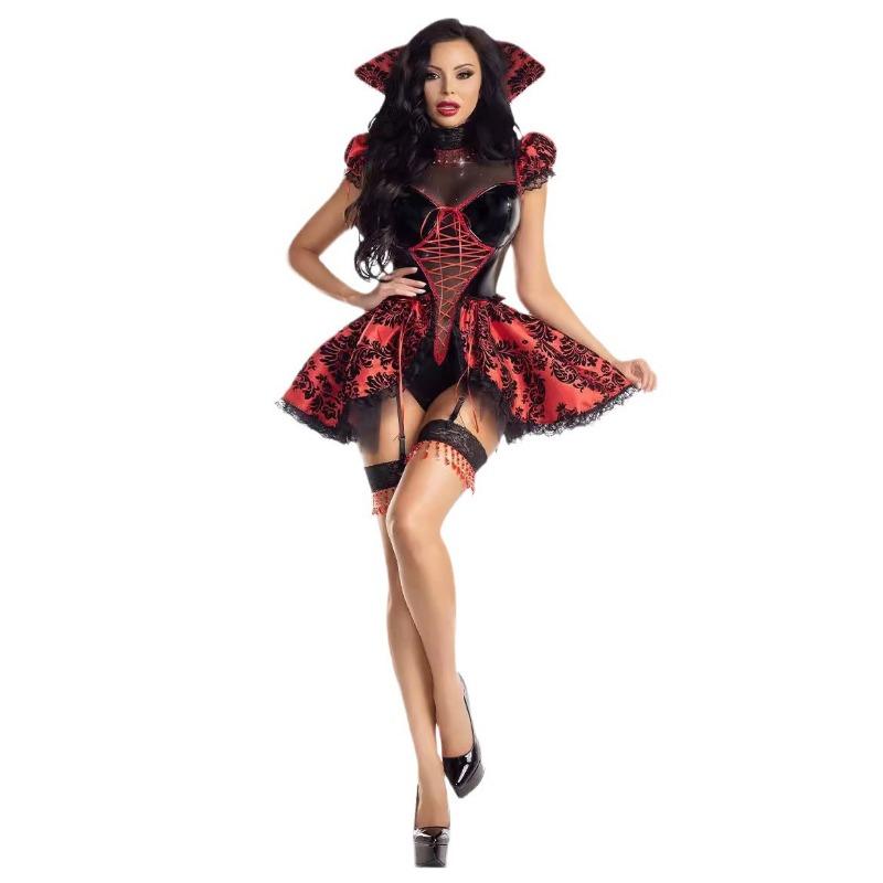 New, Halloween Vampire Queen, Red Devil Sexy Dress Stage Dress Up Costume