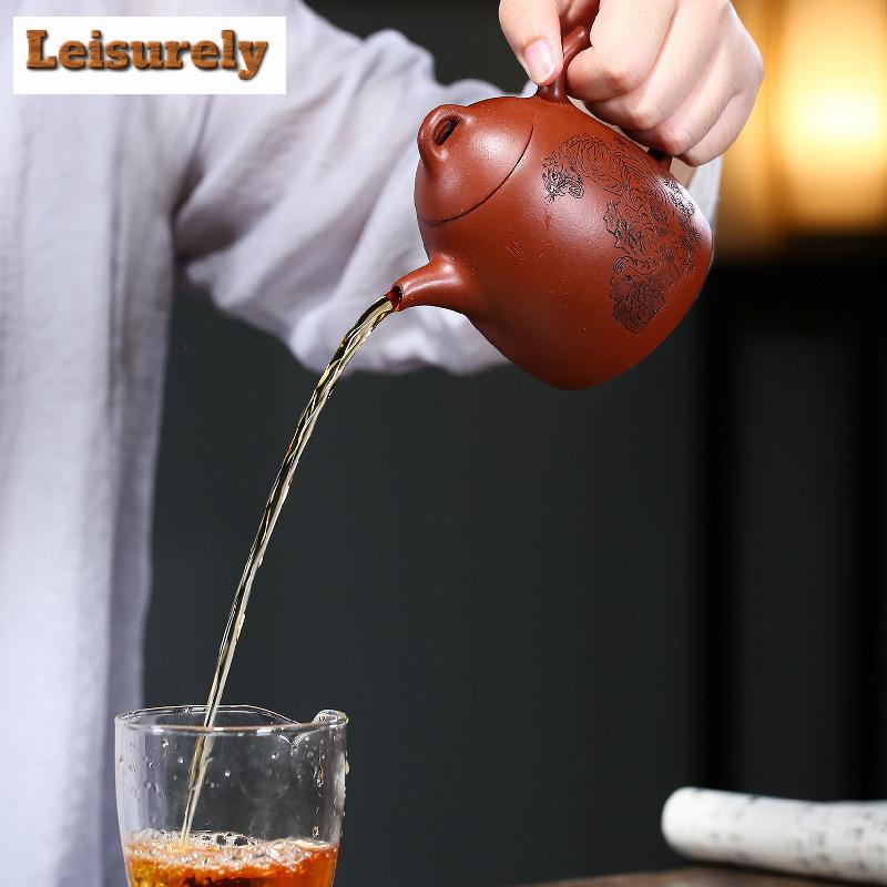 290ml Antique Yixing Purple Clay Teapots Handmade Qin Quan Pot Raw Ore Dicaoqing Mud Tea Maker Kettle Zisha Tea Set Collection