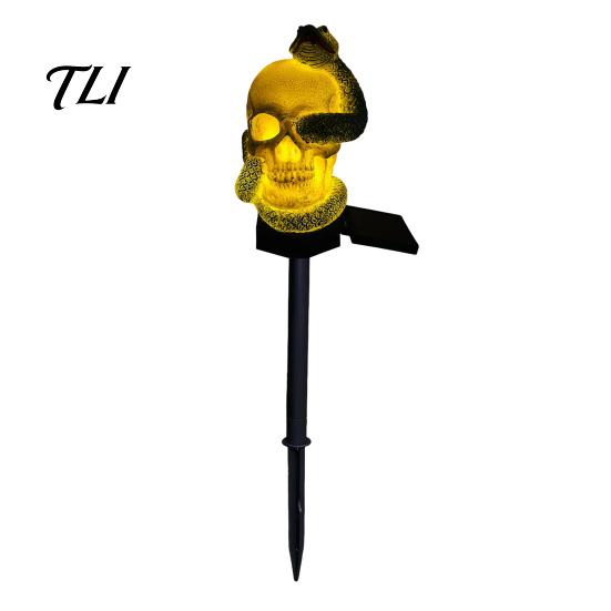 Outdoor Skull Solar Lights Garden Light, See Hear Speak No Evil Spooky Atmosphere Lighting for Escape Rooms Waterproof LED Light with Stake Halloween