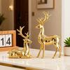 1 Pair Christmas Electroplating Golden Reindeer Statue Standing Sitting Elk Figurine Deer Sculpture Home Office Desktop Decoration Ornament