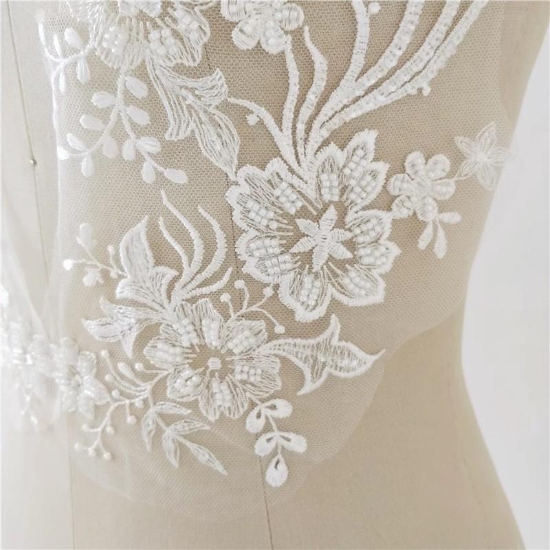 1 пара украшений для белого свадебного платья, украшенных белыми кружевными цветами 38*18 см