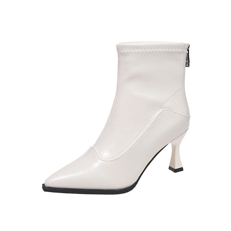 Короткие заостренные сапоги женские 2025 осень и зима новые сапоги короткие сапоги из флиса нишевые тонкие женские сапоги сапоги на тонком каблуке сапоги на высоком каблуке