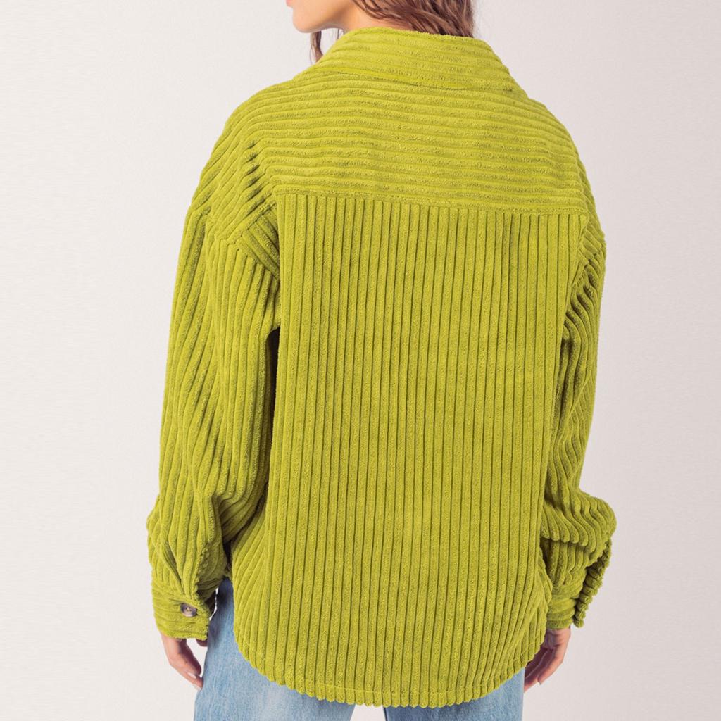 Женская осенне-зимняя однотонная модная полосатая рубашка с большим карманом