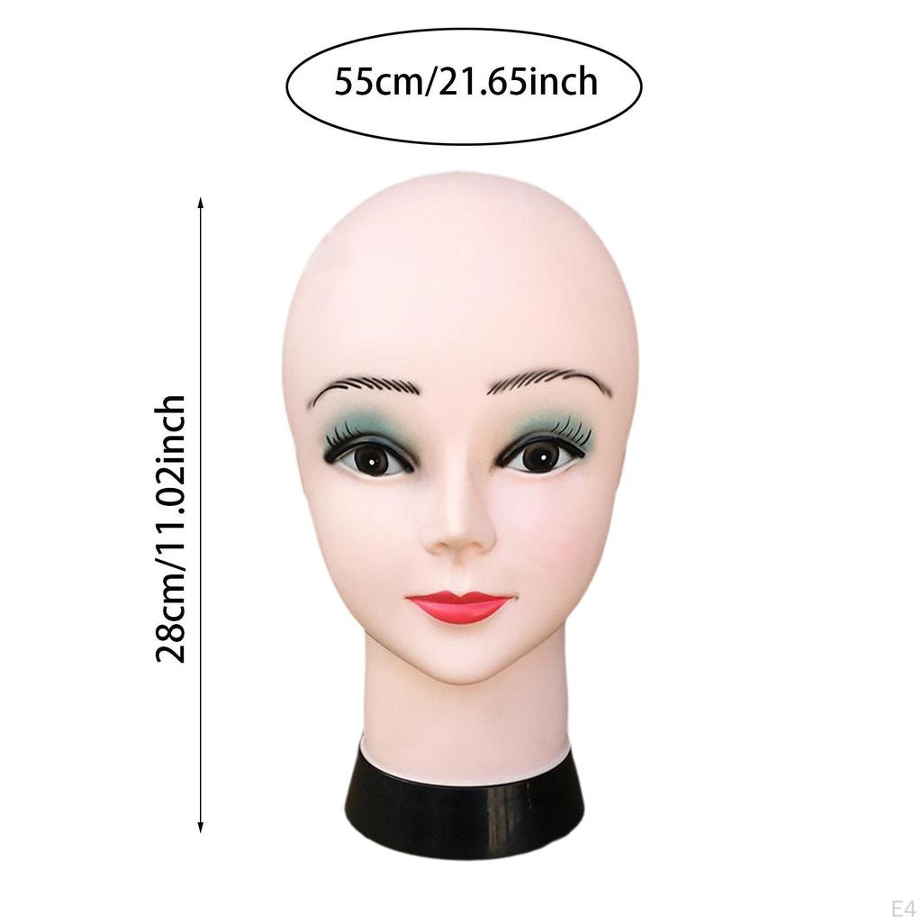 Bald Female Mannequin Head,Cosmetology Lightweight Beauty with Makeup Wig Holder Display Model