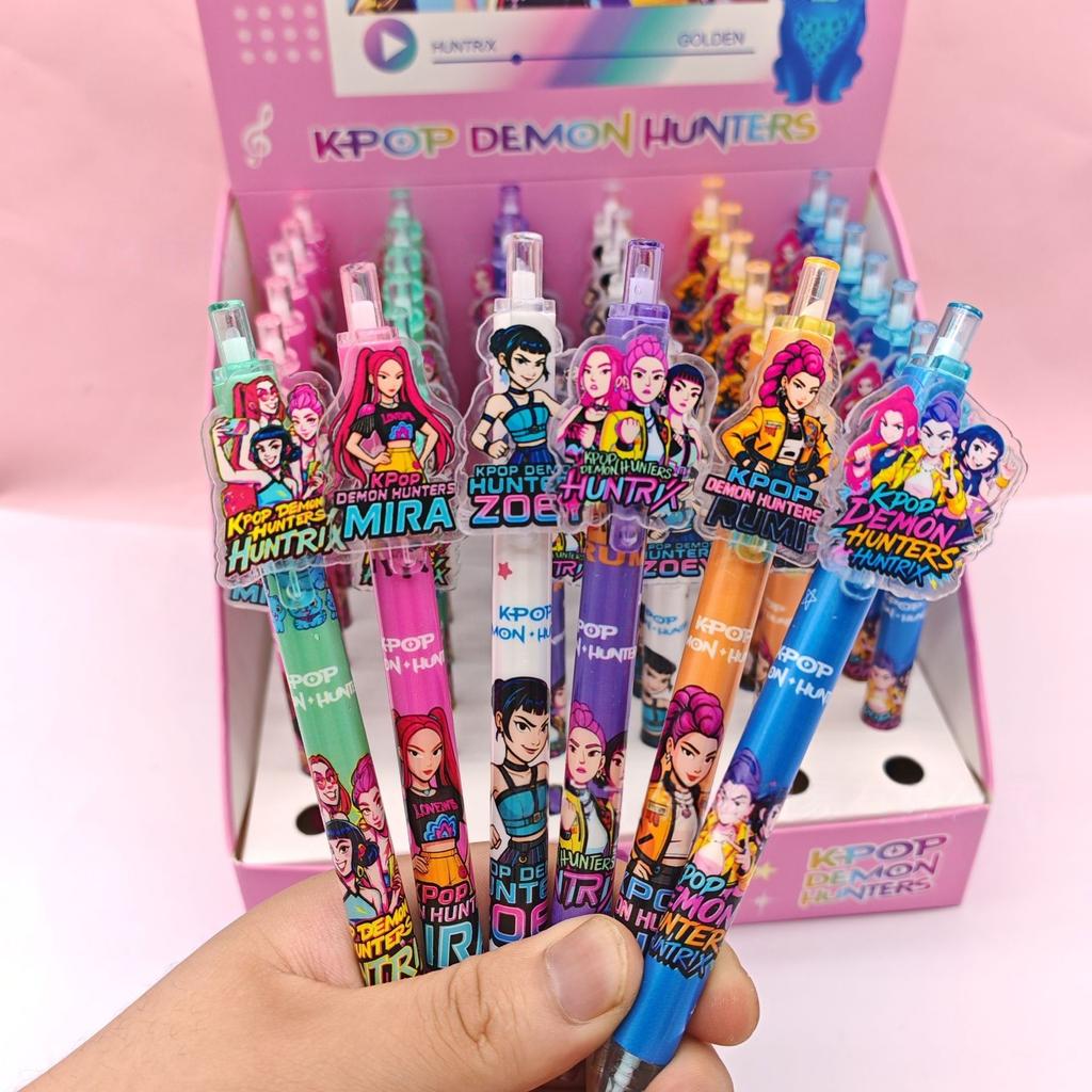 Hot K-Pop Demon Hunter Girl Group Push Button Gel Pen Cartoon Creative Acrylic Inlay Student Signature Pen Student Gift